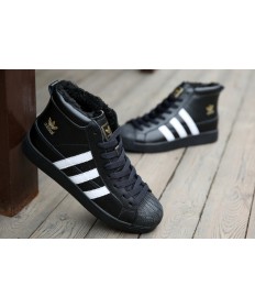 Adidas Superstar Hallo Top-Pelz-sneakers schwarz / weiß