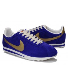Nike Classic Cortez Suede Vintage-Herren Königs-blau Gold Trainer